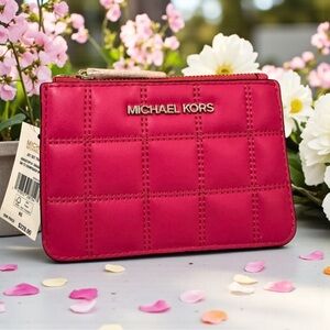 🩷MICHAEL MICHAEL KORS🩷Dragonfruit Jet Set Travel Sm Top Zip Coin Pouch w/ID/NWT